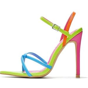 Cape Robbin Emylee Slingback Heels in neon multi color new in box size 7